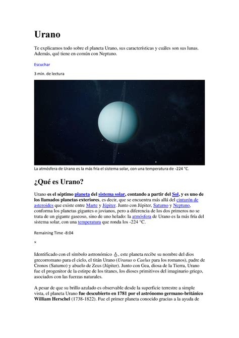 Urano Investigación Urano Te Explicamos Todo Sobre El Planeta Urano