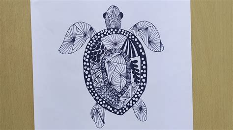 How To Draw Zentangle Turtle Step By Step Tutorial Youtube