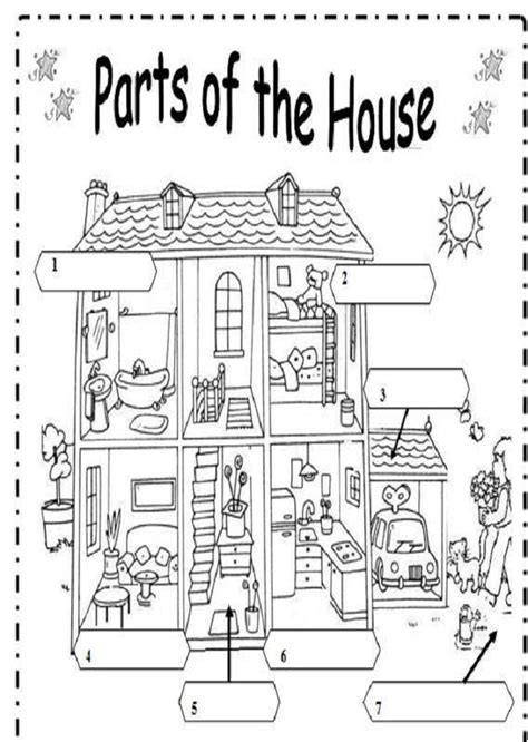 💠 Dibujos Para Colorear Partes De Una Casa En Ingles