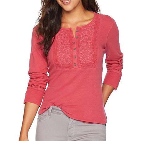 Lucky Brand Cotton Embroidered Henley Thermal Top Red Ebay