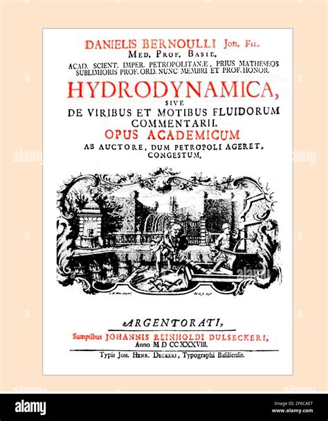 Daniel Bernoulli 1700 1782 Title Page Hydrodynamica 1738 Stock Photo