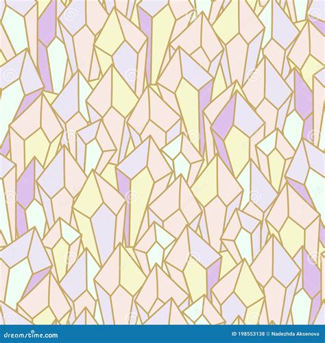 Seamless Geometric Pattern With Crystals Or Precious Stones Diamonds