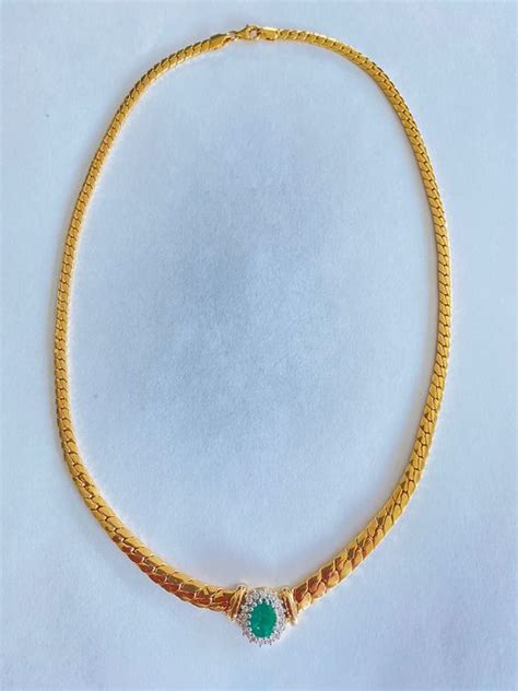 Kt Gold Necklace Emerald Catawiki