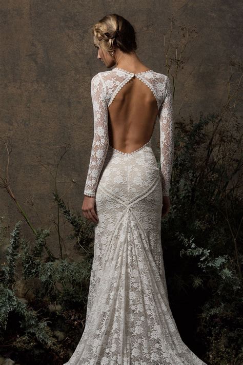Valentina Backless Lace Wedding Dress Long Sleeve Wedding Dress Lace