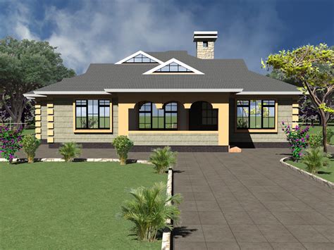 Master bedroom en suite 2 other bedrooms sharing a bath total plinth area of 115 square meters (1238 square feet) living room with adjoining dining room. Four bedroom bungalow house plans in kenya | HPD Consult