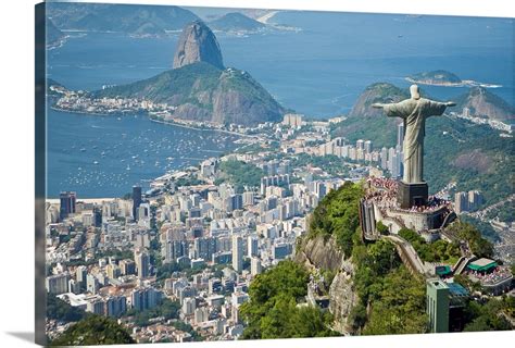 Aerial Of The Christ The Redeemer Statue Overlooking Rio De Janeiro
