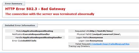 Troubleshooting 502 Errors In Arr The Official Microsoft Iis Site