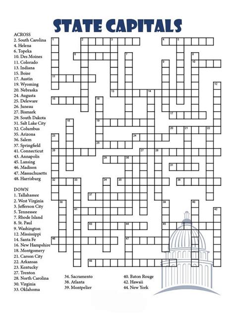 States Crossword Puzzle Printable