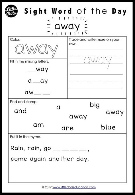 Free Pre K Dolch Sight Words Worksheets Set 1 Preschool Sight Words