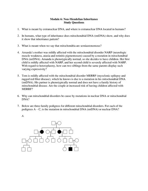 Module 6 Non Mendelian Inheritance Study Questions Module 6 Non
