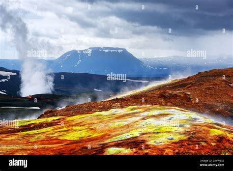 Smoky Lavas Field In The Geothermal Valley Leirhnjukur Near Krafla