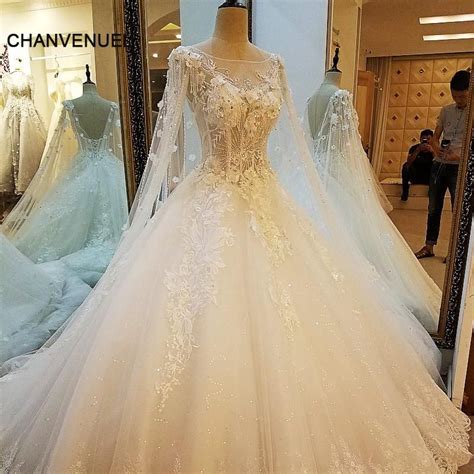 Ls36759 Ivory Lace Princess Wedding Dresses Pearls Diamond Luxury