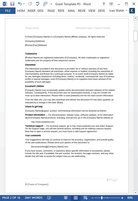 Grant Proposal Template My Software Templates