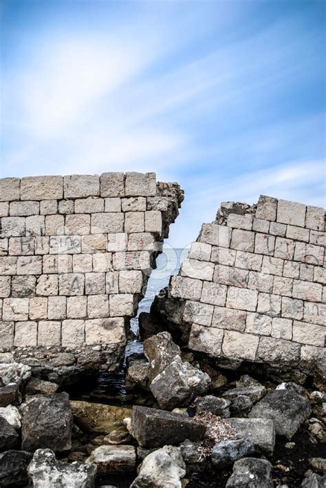 Broken Wall On The Beach Stock Photo Royalty Free Freeimages