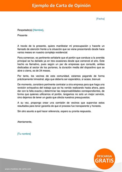 Ejemplos De Carta De Opinión Gratis Estructura Y Características Vrogue