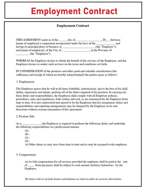 Employment Contract Agreement Employment Service Contract Etsy Singapore
