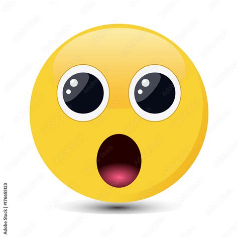 Surprised Emoticon With Big Eyes In Trendy Flat Style Shocked Emoji