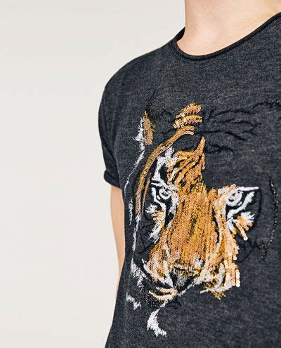 Image Of Sequinned Tiger T Shirt From Zara Tiger T Shirt Tiger