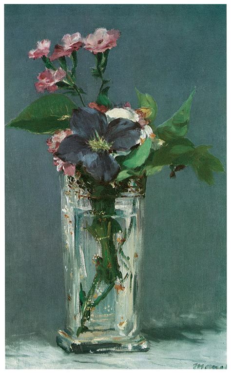 Young woman among the flowers, c1879. Crystal Vase with Flowers Painting by Edouard Manet