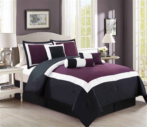 Make your bed with this chic set, then complement the contemporary appeal by hanging a purple this purple floral country comforter set has the perfect look for your country decor bedroom. Purple and Black Bedding Sets - Ease Bedding with Style
