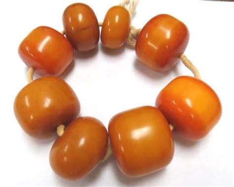 8 Pcs Antique African Copal Amber Trade Beads