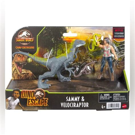 Mattel Toys Jurassic World Camp Cretaceous Sammy Velociraptor And 2