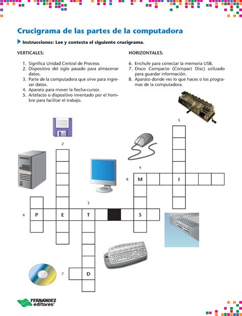 Crucigrama Kmkljkl M I P E T S D Crucigrama De Las Partes De La Computadora