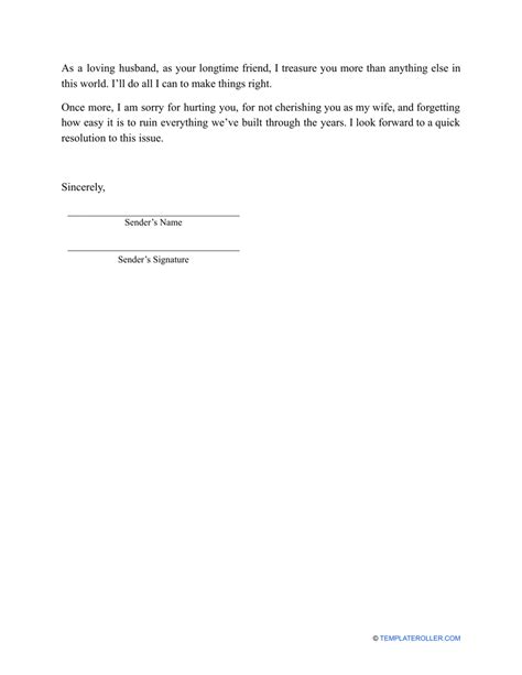 Apology Letter To Wife Template Download Printable Pdf Templateroller
