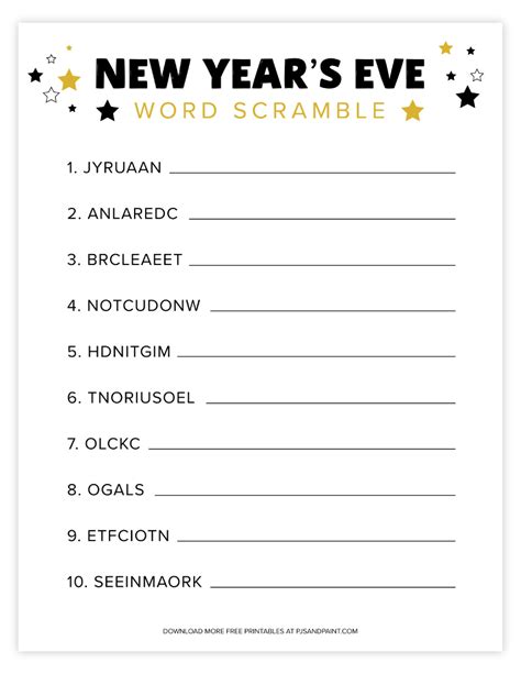 new year s eve games printable printable word searches