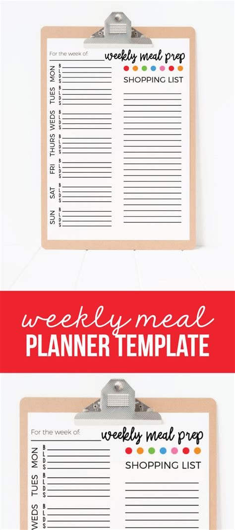weekly meal plan template