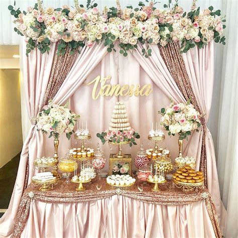 Pink And Gold Quinceañera Dessert Table Quinceanera Decorations