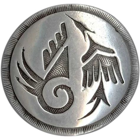 Native American Hopi Sterling Silver Overlay Pin Gem