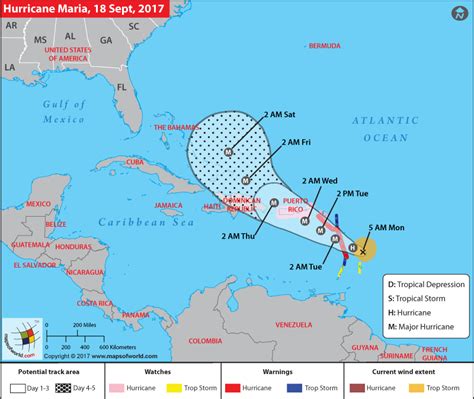 Hurricane Maria Path Map This Track Map Shows The Path Of Maria Which