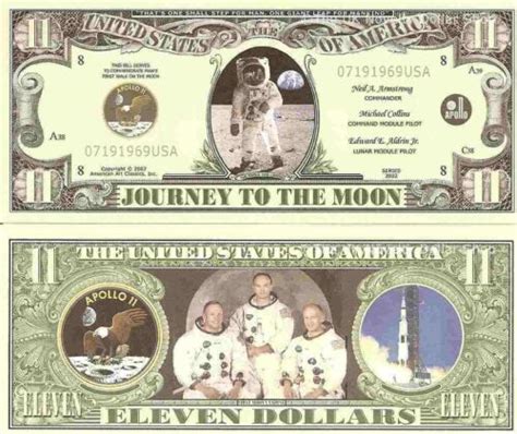 Apollo 11 Journey To The Moon Landing Dollar Bills X 2 Armstrong