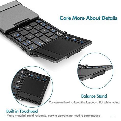 Iclever Folding Wireless Keyboard With Sensitive Touch Pad Pocket