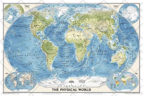 Physical Map Of The World With Key United States Map