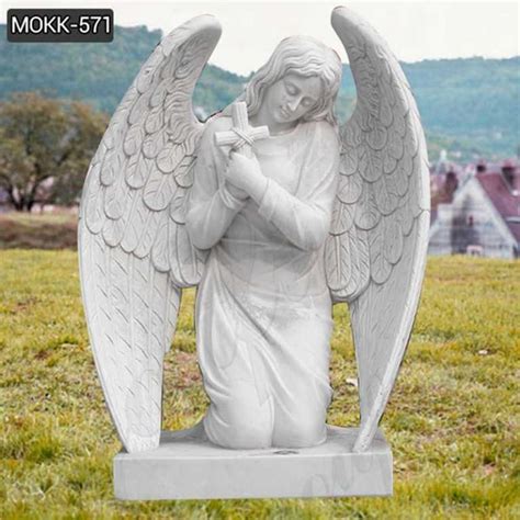 New Design White Marble Angel Memorials Headstone For Sale MOKK 571