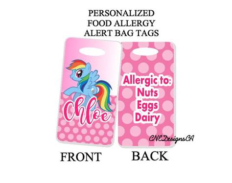 Excited To Share This Item From My Etsy Shop Personalized Rainbow Dash Allergy Alert Bag Tags