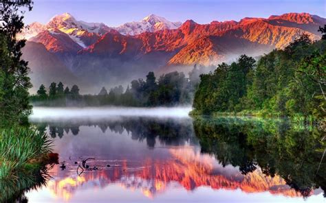 Scarica Il Lago Montagna Mattina Isola Del Sud Nuova Zelanda Sfondi