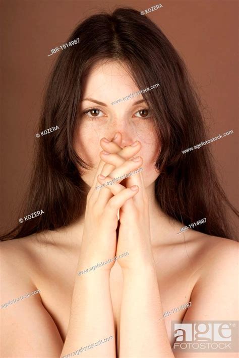 Naked Woman Upper Body Folded Hands Stock Photo Picture And Rights Managed Image Pic IBR
