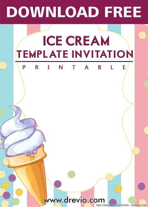 Ice Cream Birthday Invitation Template Free Free Printable Templates