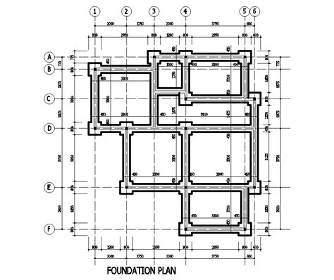 Foundation Layout Of 11x11m House Plan Is Given In This Autocad Drawing