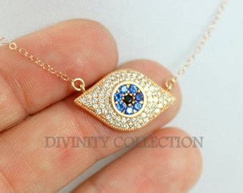 Evil Eye Necklaces Gold Filled Blue Eyes By Divinitycollection