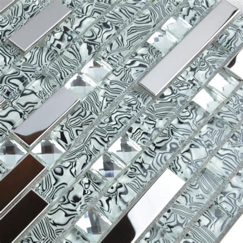 Glass Mosaic Tile Backsplash Interlocking Metal Glass Diamond Tws052
