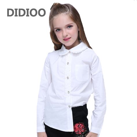 Girls Lace Shirts For Kids Ruffles Blouses Fall Children Solid Tops
