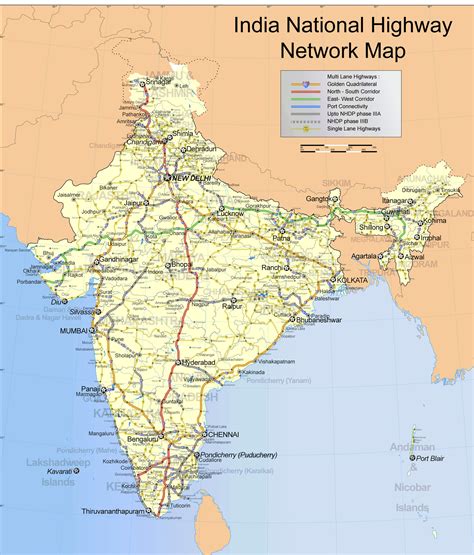 Large Detailed Road Map Of India India Large Detailed Road Map