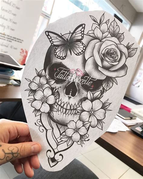 Skull Flower Mandala Tattoo Design Skull Thigh Tattoos Feminine
