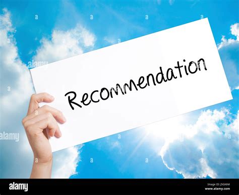 Recommendation Sign On White Paper Man Hand Holding Paper With Text