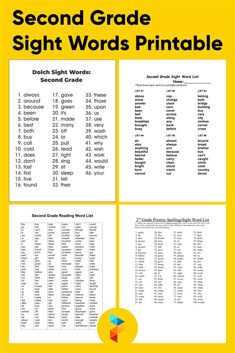 2nd Grade Sight Words Worksheet