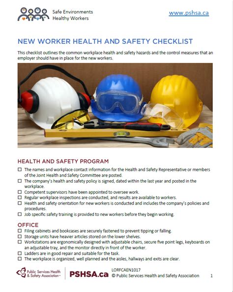 Public Services Health And Safety Association New Worker Health And
